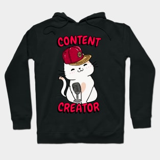 Cute white cat is a content creator Hoodie